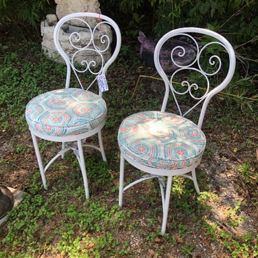 Pair of White Metal Parlor Chairs