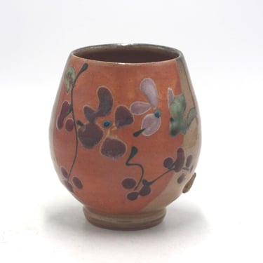 Vintage Art Studio Pottery vase with Dragonfly 
