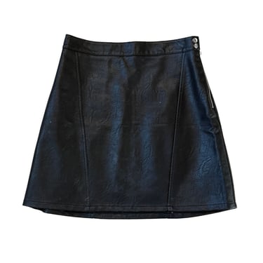 Pre-loved Black Vegan Leather Mini Skirt - Size S