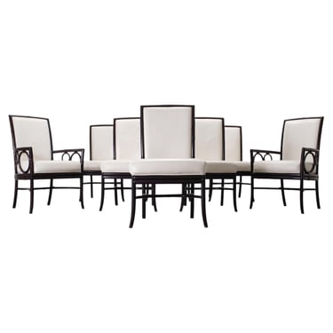 Set of Eight Laura Kirar for McGuire Rattan Ring Dining Chairs