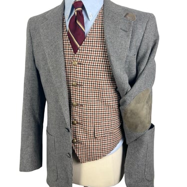 Vintage Stafford Wool Tweed Hacking Jacket ~ 38 R ~ blazer / sport coat ~ Elbow Patches ~ Chinstrap ~ Hunting ~ Preppy / Ivy Style / Trad 