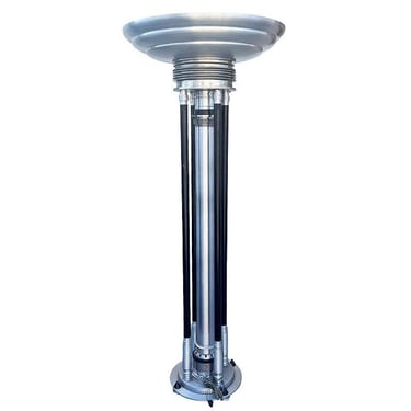 Large Machine Age Art Deco Revival Aluminum and Steel Floor Lamp, 1980 
