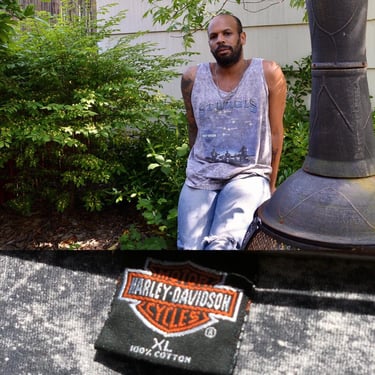 Vintage 1998 Harley Davidson Sturgis Run Tank Top T-Shirt Grey Black Mineral Wash 1990s Grunge Rocker 