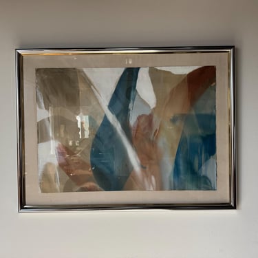 1980’s Johnson Expressionist Abstract Acrylic Painting, Framed 