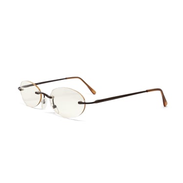 Authentic Vintage 90s Made Light Tint Brown Lens Framless Deadstock Sunglasses 