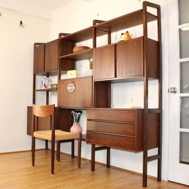 Mid-Century Modern 3-Bay Freestanding Wall Unit/Room Divider