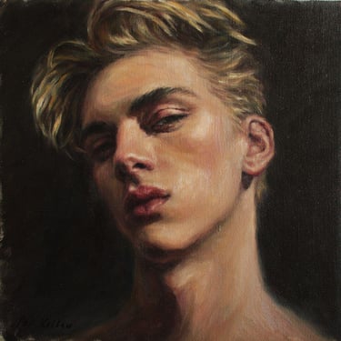 Giclée Art Print – The Look, Sensual Male Portrait by Pat Kelley. 12x12 