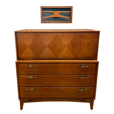Red Lion Mid-Century Modern Walnut Tall Dresser | Gentleman’s Chest | Valet