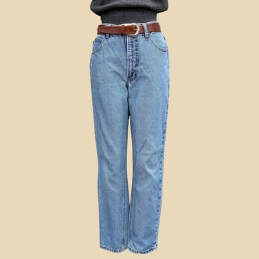 Vintage Calvin Klein Jeans 1990s Retro Womens Size 10 + American Classic + Light Blue + Cotton + Straight Leg + High Waist Denim + Zipper 