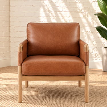 Hilario Faux Leather Lounge Chair in Toasted Cognac