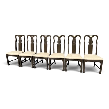 Set of six vintage Singer Chinese Chippendale dining chairs - all new paint and upholstery 