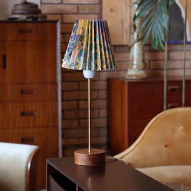 Vintage Swedish Table Lamp with Original Josef Frank Style Shade, 1960s