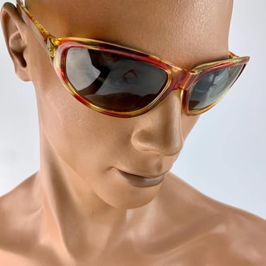 1960's 70's Mod Wrap~Around Sunglasses - Light Tortoise Colored Frame - COOL-RAY POLAROID 150 - Year Round Lens - Original Plastic Lenses 