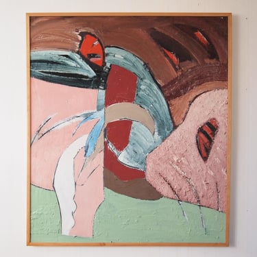 Original 1983 LEWIS Lanza RUDOLPH Abstract Expressionist PAINTING 49x43
