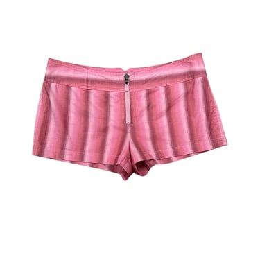Y2K Express Pink Gradient Striped Hot Shorts / Booty Shorts / Zip Front / Size Small / Cotton Candy / Cyber / Rave / Beach / S / 