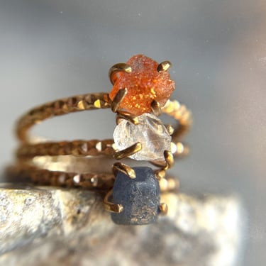 Gemstone Stacking Ring - Raw Gemstone Rings in Gold Filled or Sterling Silver - Gift For Her - Gemstone Rings 