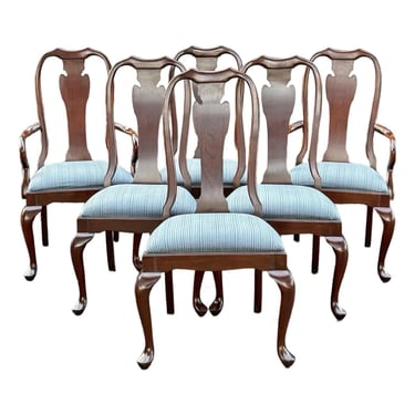 Late 20th Century Solid Cherry Queen Anne Dining Chairs - Set of 6 