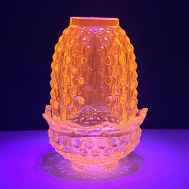 Green Vaseline Uranium Style Glass Glow Hobnail Fairy Lamp Light - Vintage, Depression Style, Votive Holder, Retro Home Decor, Gift for Her 