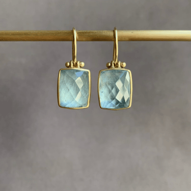 Monika Krol | Checker Cut Brazilian Aquamarine Earrings