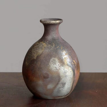 Vintage Bizen Ware Wood-Fired Sake Bottle Tokkuri | Japanese Stoneware 