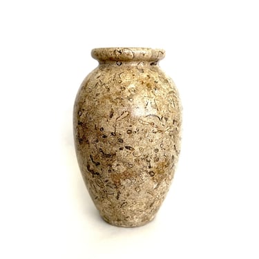 Vintage Seashell Fossil Stone Bud Vase