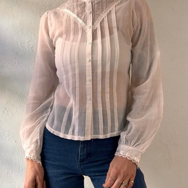 Vintage 'Gunne Sax' White Victorian Blouse / Small 