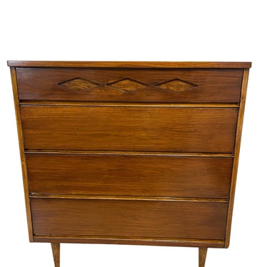 Mid Century Walnut Highboy Dresser by Bassett 