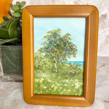 Petite Painting, Lake Scene Oil Painting, Framed, Small, Artist Signed Original Art 