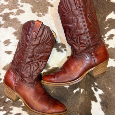 Vintage Whiskey Leather Dingo Cowboy Boots men’s size 10 1/2 EVV 