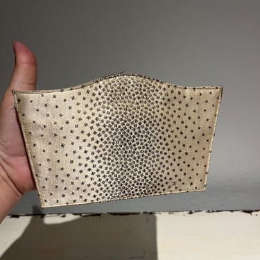 Ascot Races - Vintage 1940s Ivory Satin Metallic Small Evening Clutch 
