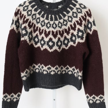 Isaline Fair Isle Sweater - Burgundy Fair Isle