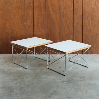 Vintage Herman Miller Eames LTR Wire Mesh Tables - Original Pair, Mid Century 
