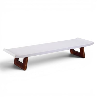 Paul Frankl for Johnson Furniture Company Mid Century Cork and Mahogany Coffee Table Bench 
