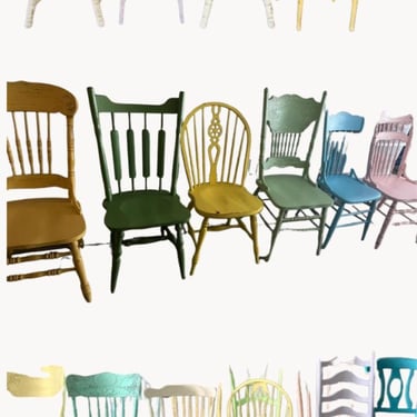 CHOOSE the paint color! set of 16 (Sixteen ) mixed matched set Wood Dining Chairs farm chairs rustic provincial shabby chic farmhouse 