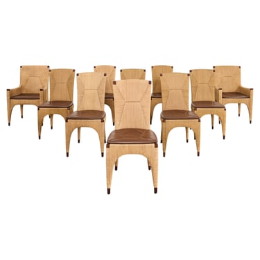 Set of Ten Bill Sofield McGuire Danish Cord Cocoon Dining Chairs