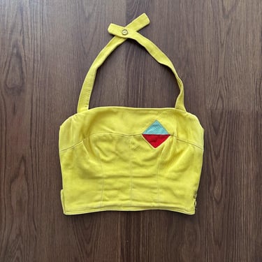 1940s 1950s halter sun top . vintage denim sportswear . size xs/small 