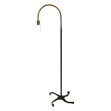 Early 20th Gooseneck Floor Lamp with Biomorphic Wrought Iron Base