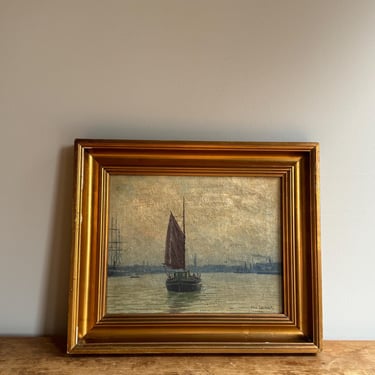 Antique Ship Oil Painting 