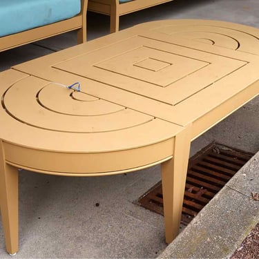 McKinnon & Harris Outdoor Hepplewhite Demilune Cocktail Table in Deco Yellow