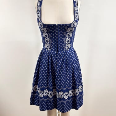 Navy and White Trachten Dirndl Dress - 1980s 