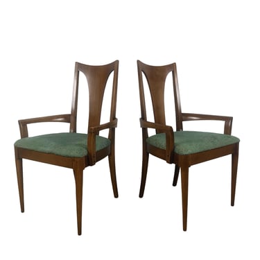 Pair Vintage Broyhill High Back Chairs | Lenoir Chair Company | Mid Century Modern Armchairs 