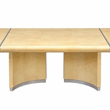 Karl Springer Goatskin Bullnose Dining Table with Chrome, 1970