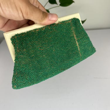 Deco Gift Bags - Vintage 1930s Green Beaded Mini Evening Clutch 