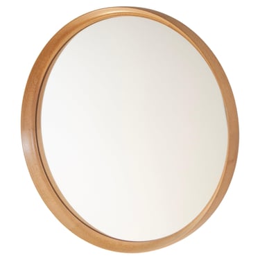 Uno & Östen Kristiansson, Round Oak mirror by Luxus, Vittsjö. Sweden, 1960s