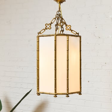 Antique French Bamboo Brass Pendant