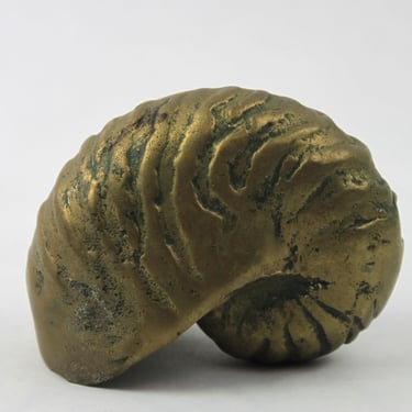 Brass Brutalist Ammonite Sculpture Figurine 