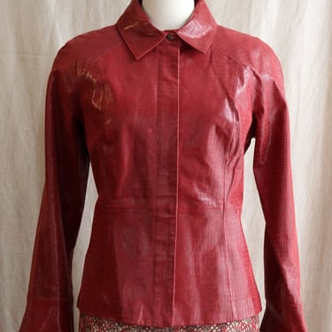 Aria Embossed Leather Jacket M
