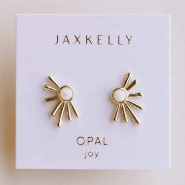 JXK Sun Ray - White Opal - Gold Earrings
