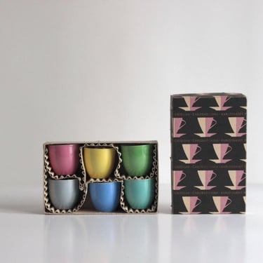 Vintage Garnetia Loučky Porcelain Cups Set of 6 with Original Box | Carlsbad Czechoslovakia | Pastel Espresso Cups | 1960s 