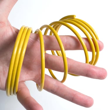 Unique & Rare Vintage 40s 50s 60s Yellow Coil Plastic Statement Bracelet 